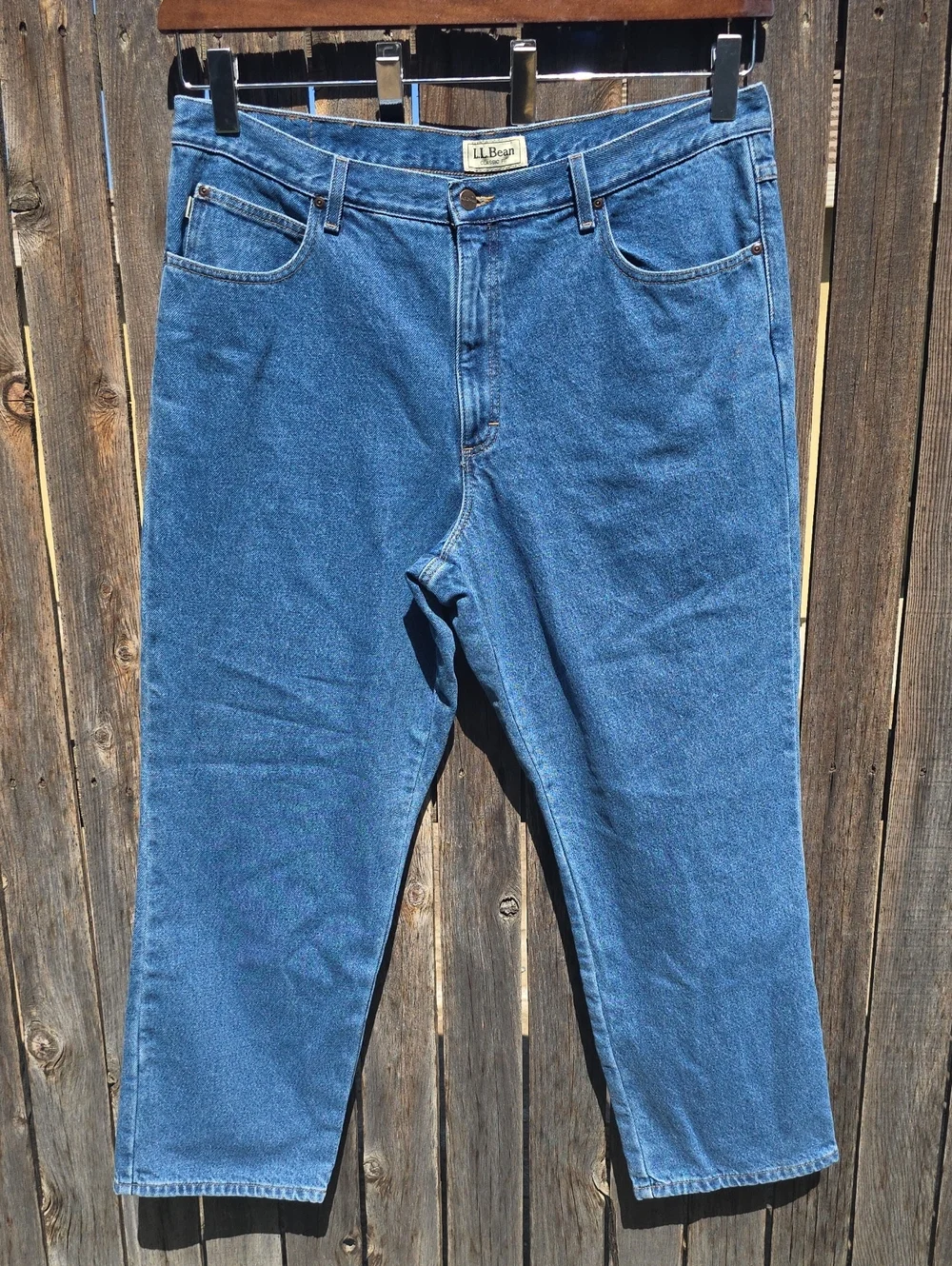 Vintage L.L. Bean 40x29 Classic 100% Cotton Blue Straight Jeans Flannel Lining
